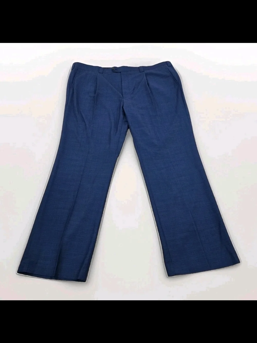 Steve Harvey Dress Pants 46x32 Blue Flat Front Career Slacks Mens
